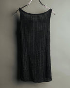 "Yves Saint Laurent" 80's-90's Metallic ribbed sleeveless knit top