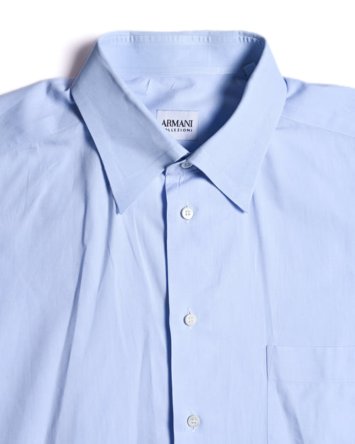 ARMANI COLLEZIONI/ Snap Button-down Oversized Dress Shirt Light Blue