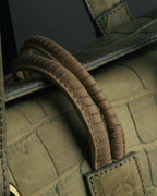 "GIORGIO ARMANI" 00's Crocodile-embossed leather tassel handbag