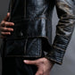 "CHANEL" Crocodile look synthetic leather jacket