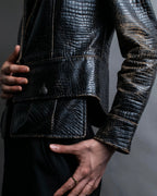 "CHANEL" Crocodile look synthetic leather jacket