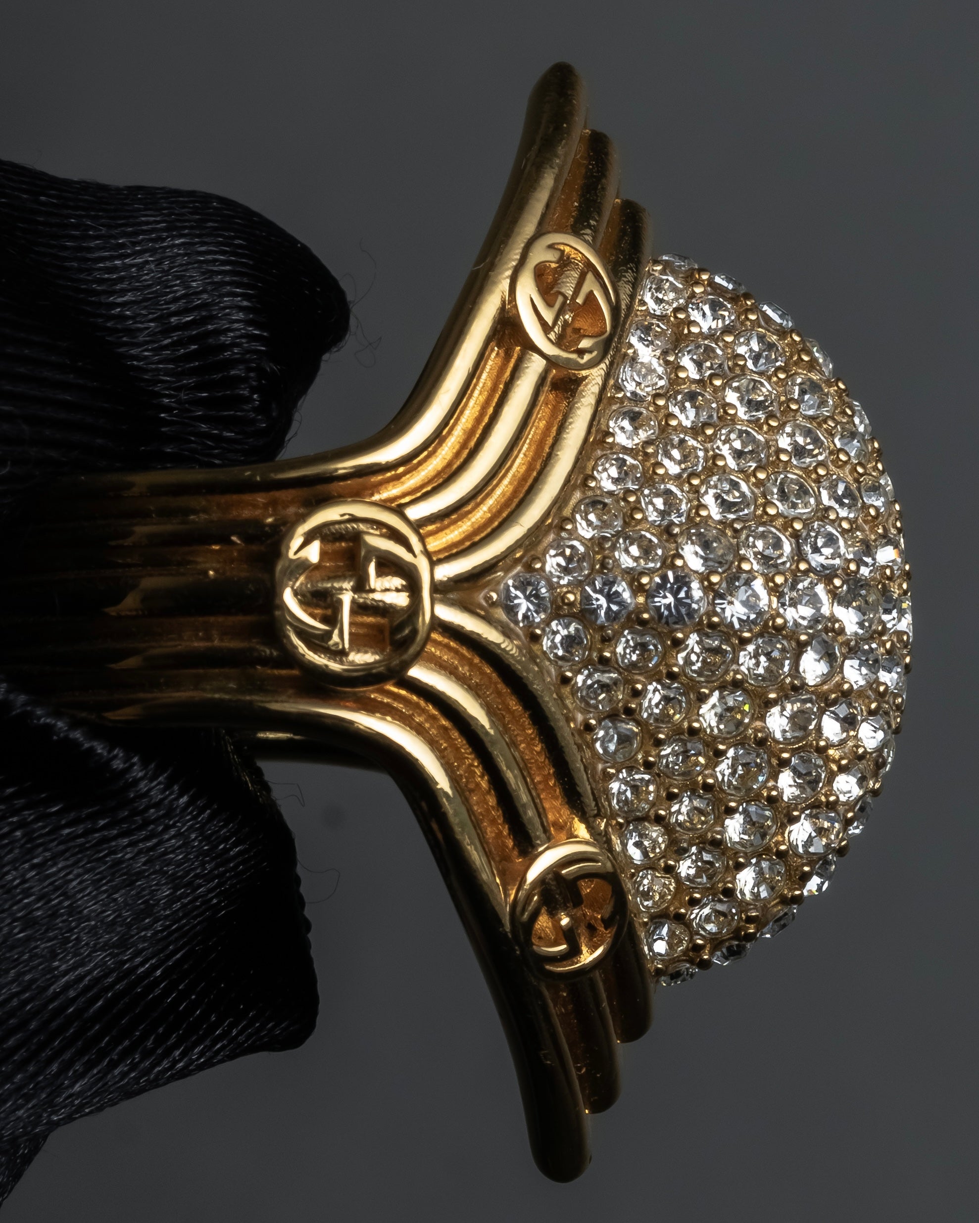 "GUCCI" Interlocking G rhinestone design dome-shaped ring