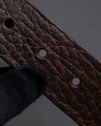 "GUCCI" Large buckle grained leather belt