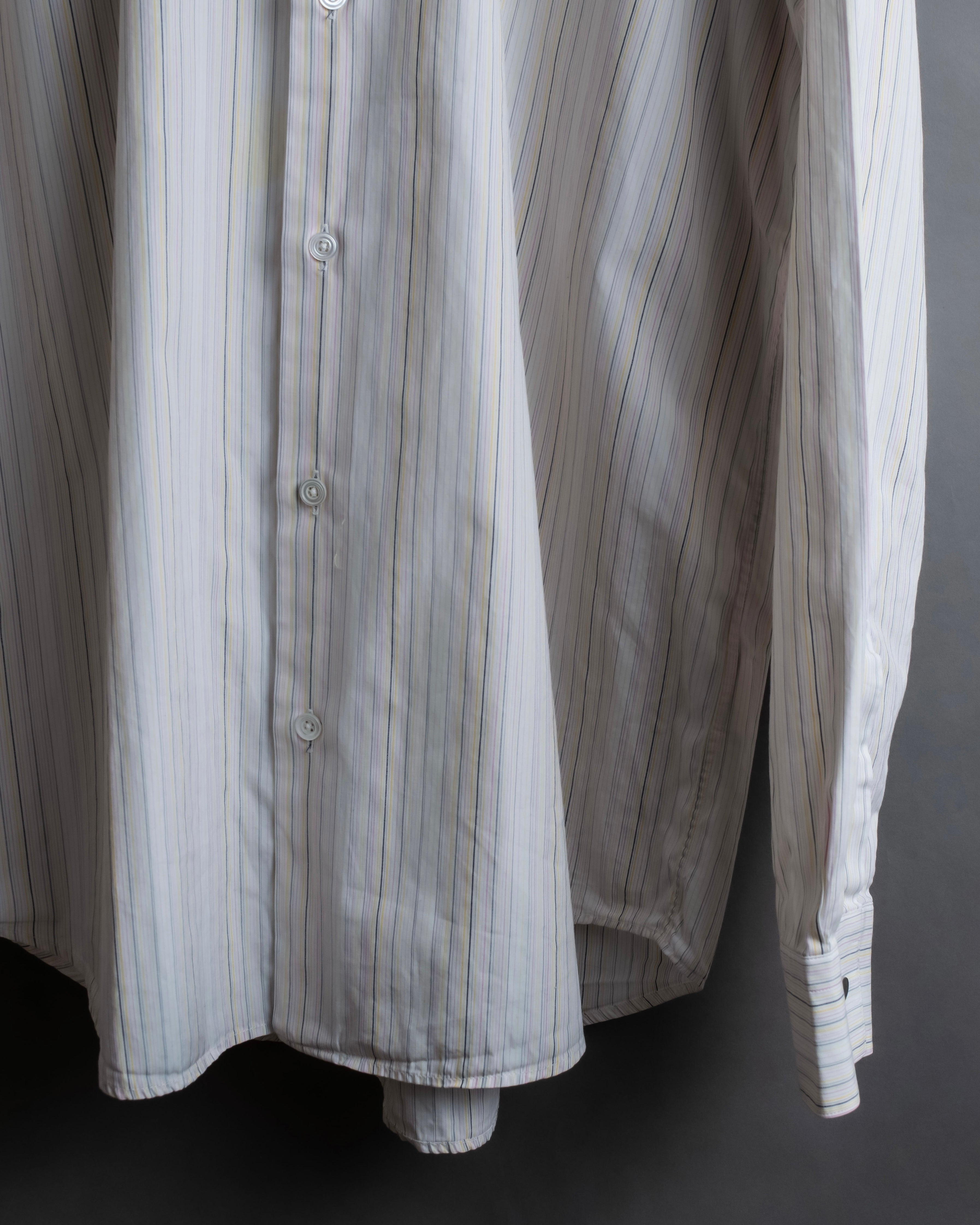 "HERMES" Multi-stripe pattern hand-sewn nuance cotton shirt