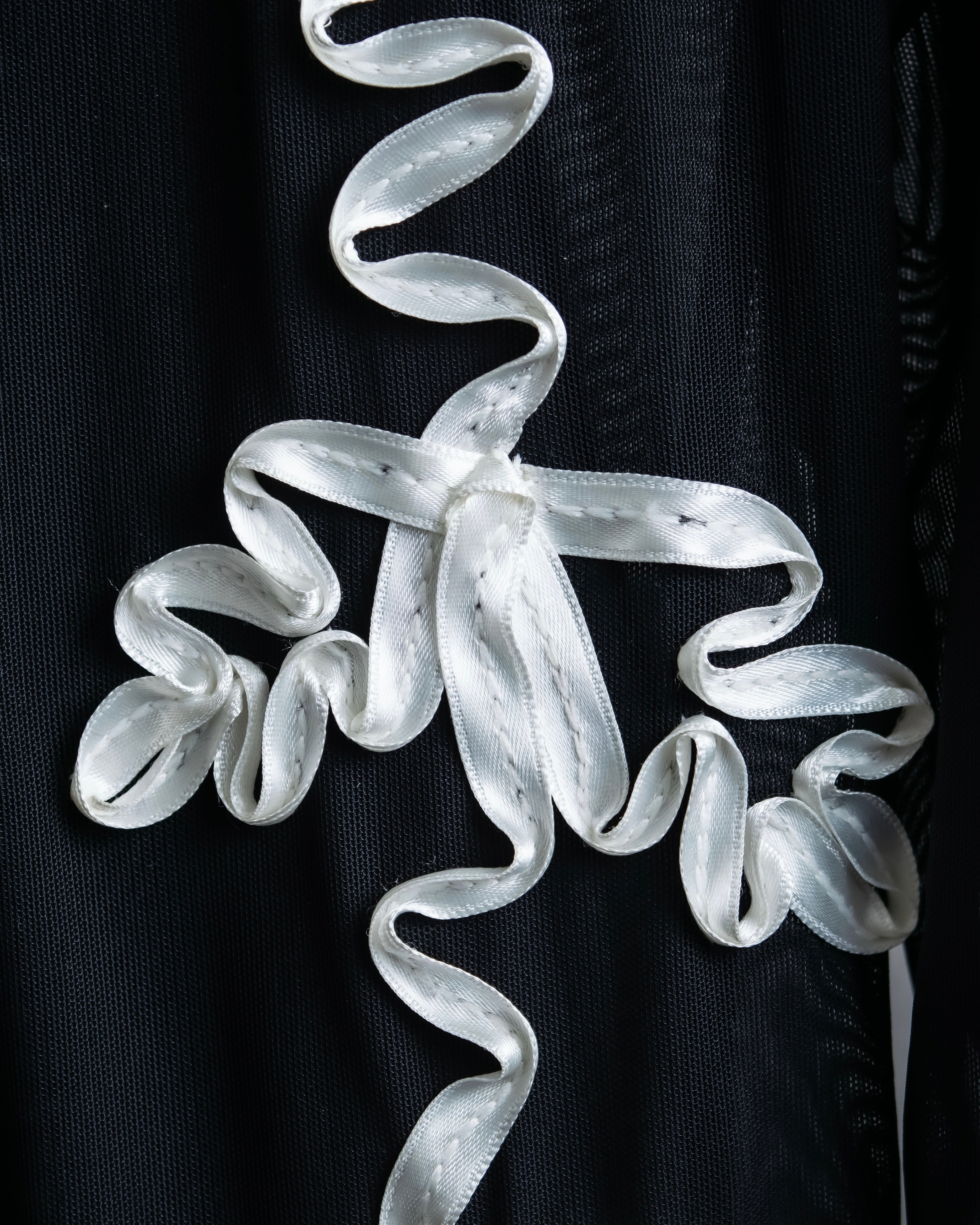 Vintage double zip ribbon flower design sheer jacket