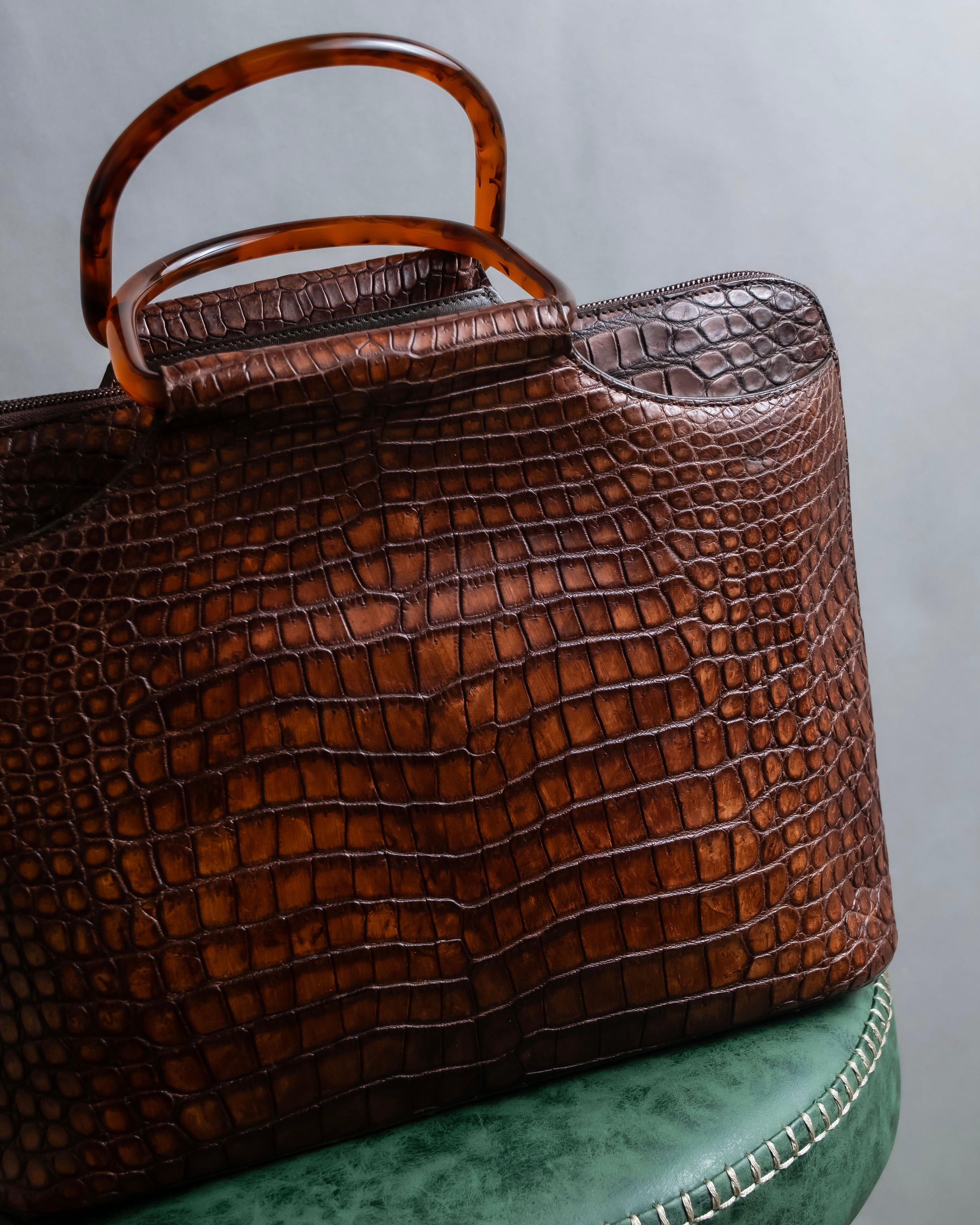 "Furdi" Crocodile embossed leather handbag