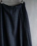 "Christian Dior" Front button design flare wool skirt