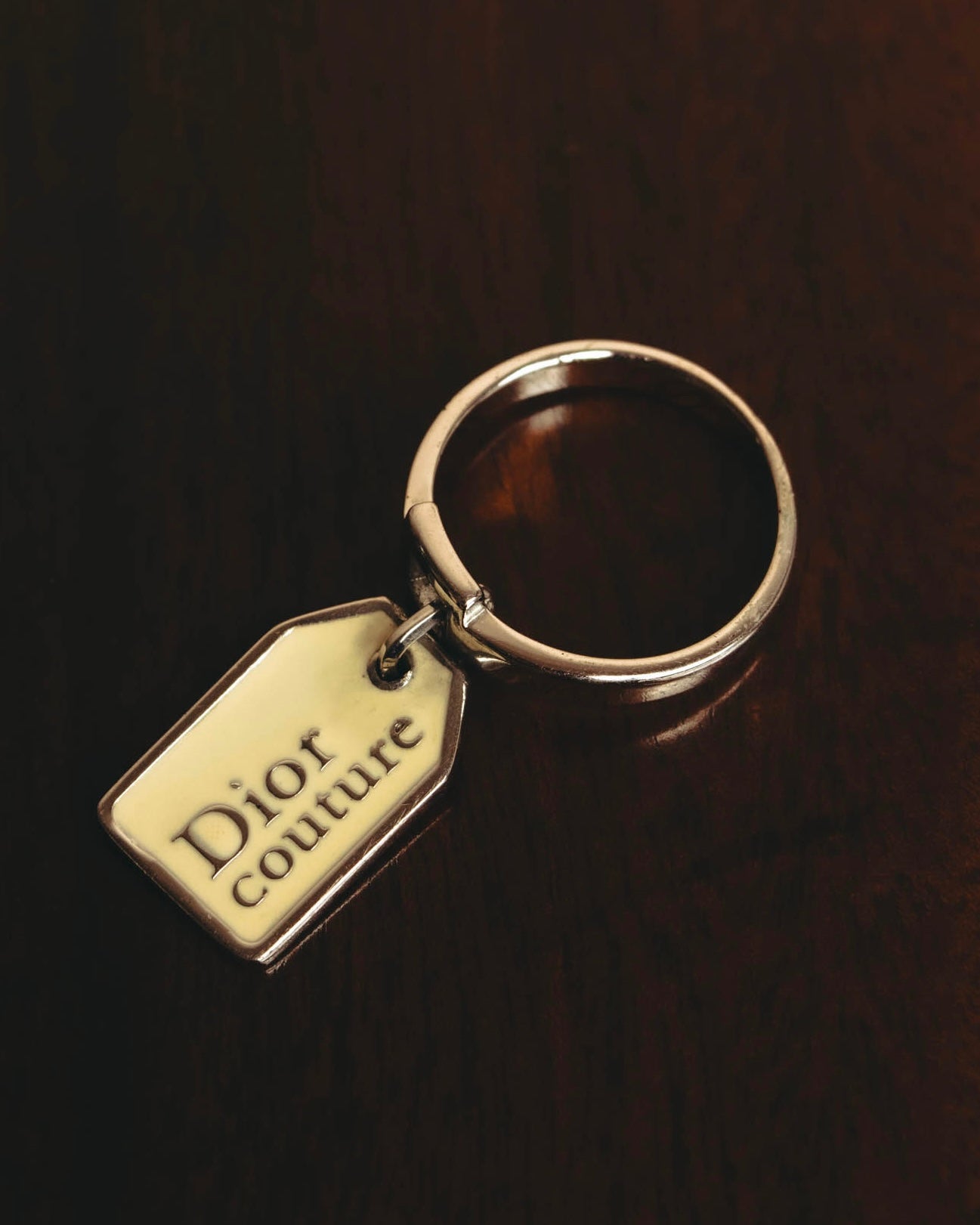 "Christian Dior" Cream enamel key ring