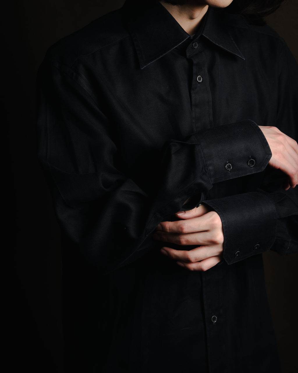 "GUCCI" 2008-2010 Herringbone wide collar dress shirt