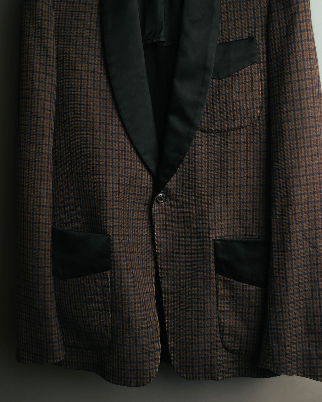 -SPECIAL- "Maison Martin Margiela" 00's Check shawl collar smoking jacket with satin contrast