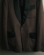 -SPECIAL- "Maison Martin Margiela" 00's Check shawl collar smoking jacket with satin contrast
