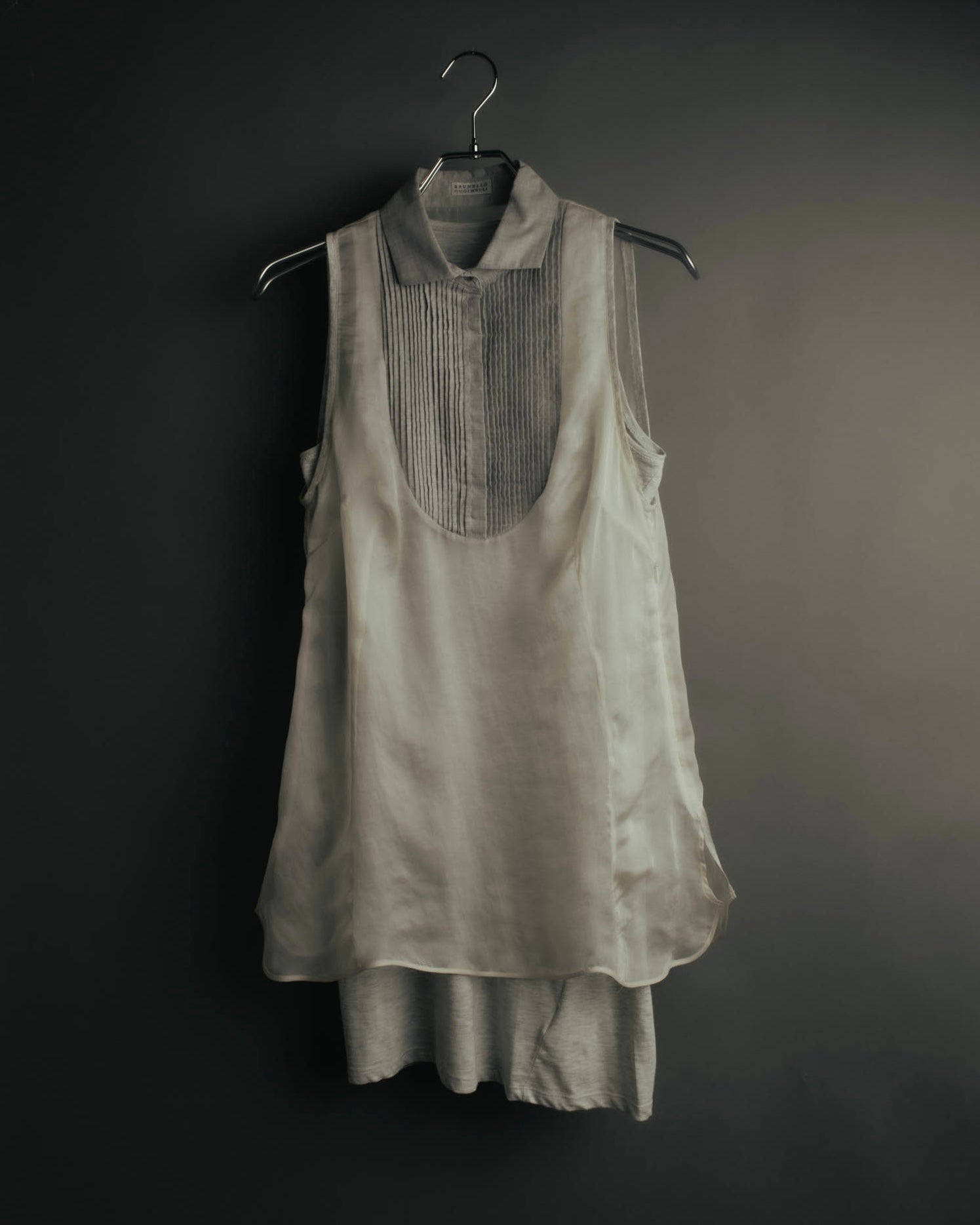 -SPECIAL- “Brunello Cucinelli” 00’s-10’s Sheer layered sleeveless tunic dress