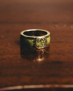 "GUCCI" 20's Ornate green inlay wide band ring
