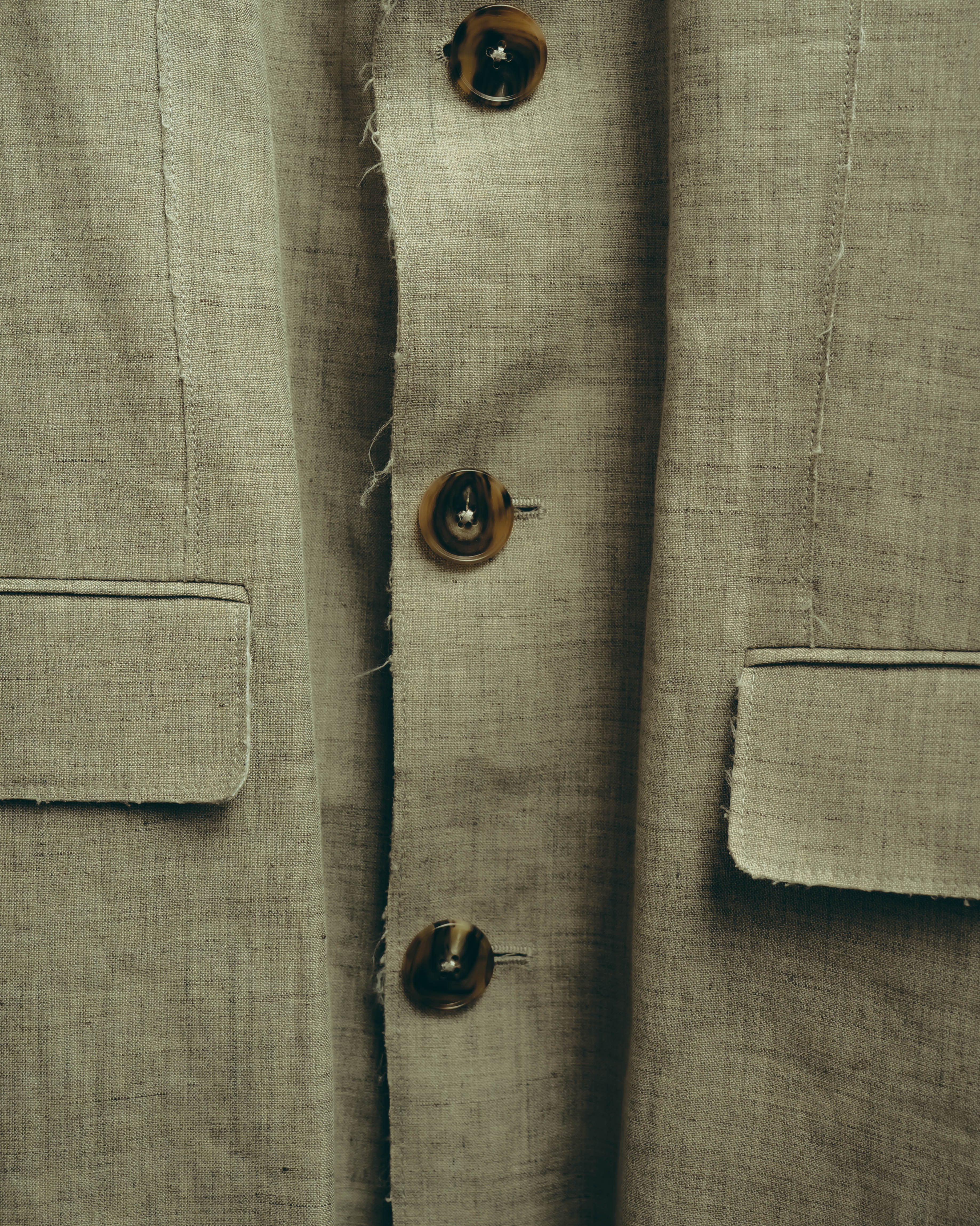 -SPECIAL- “Maison Martin Margiela” 2014SS raw-edge linen tailored jacket