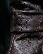 “Christian Dior” Brown Cannage leather long boots