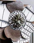 "BEAUGRAND" Flower motif crocodile design leather one handle bag