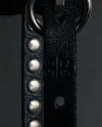 "MIU MIU" Silver metal stud design leather narrow belt