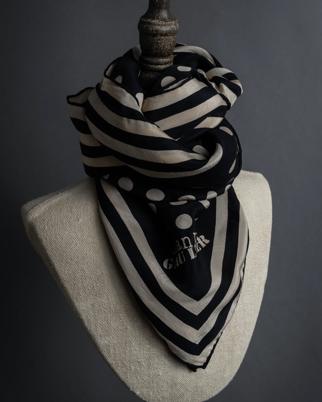 "JEAN PAUL GAULTIER" Classical dot pattern silk scarf