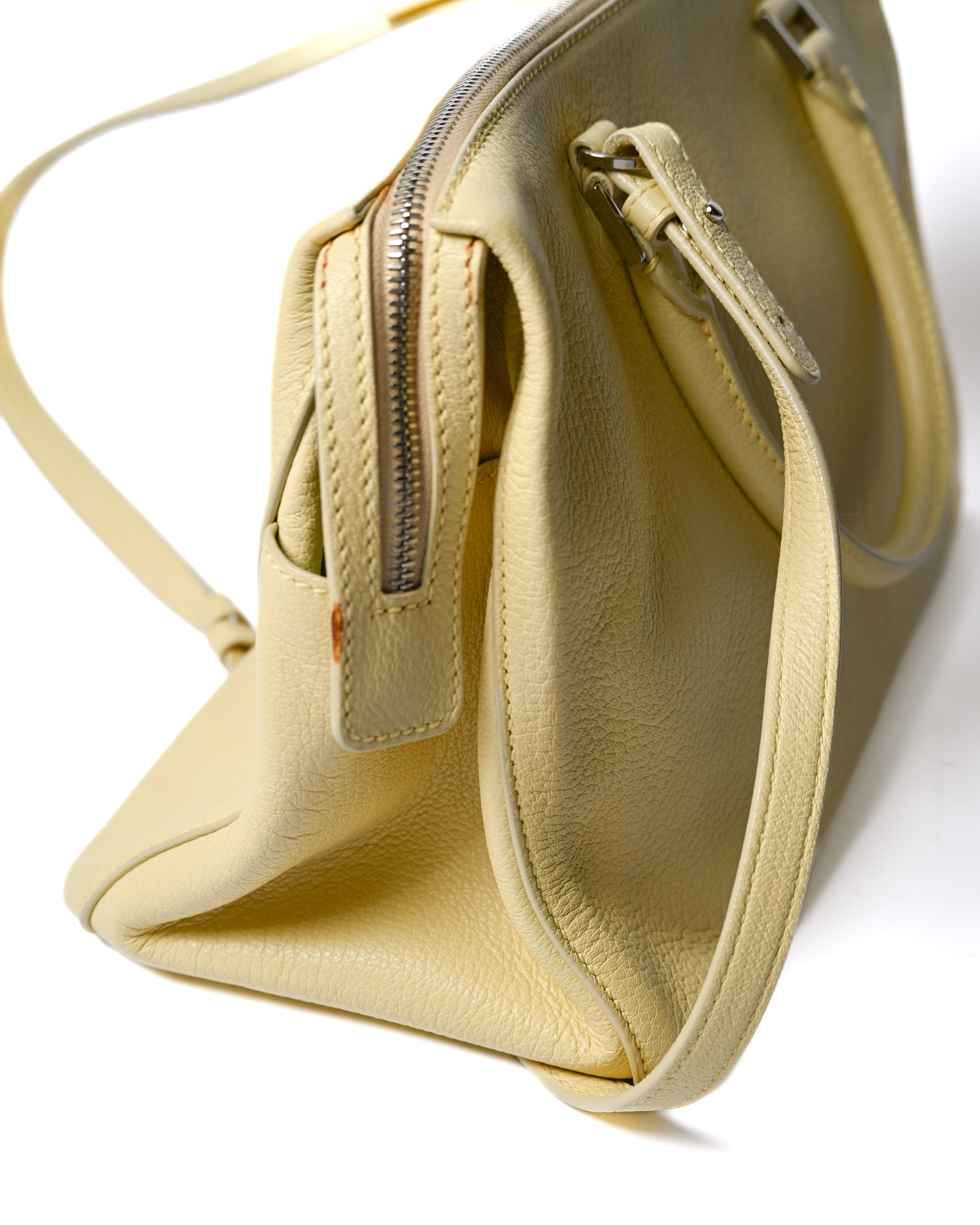 JIL SANDER/ Minimal Designed 2 Way Boston Bag Pastel Yellow