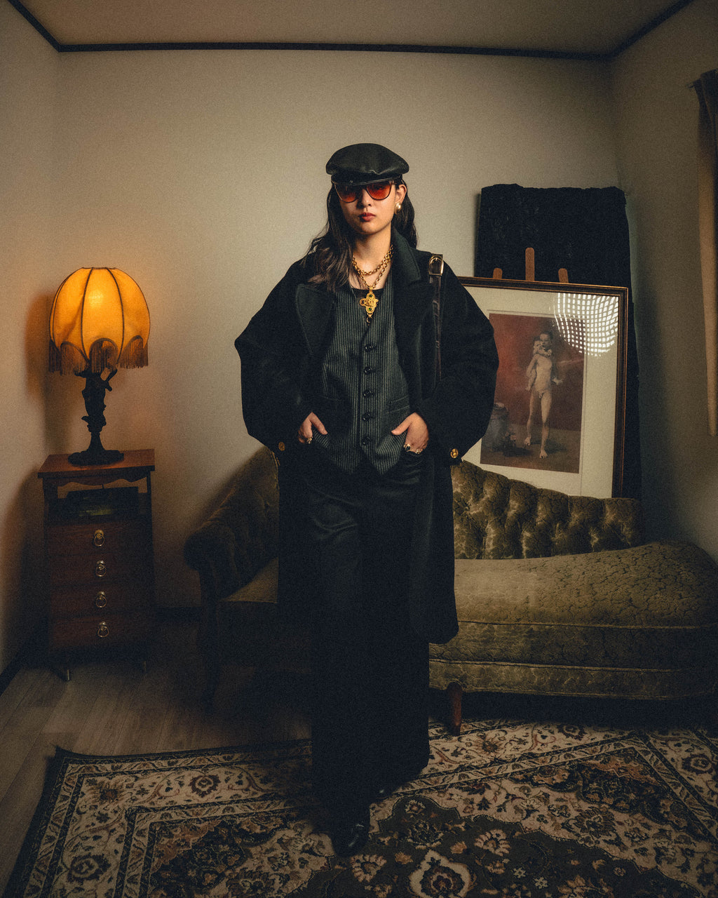 -SPECIAL- “GUCCI” 90’s-00’s Sculptural leather newsboy cap
