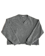 MIU MIU
/ Back Logo Cut Off Short Knit Sweater Gray