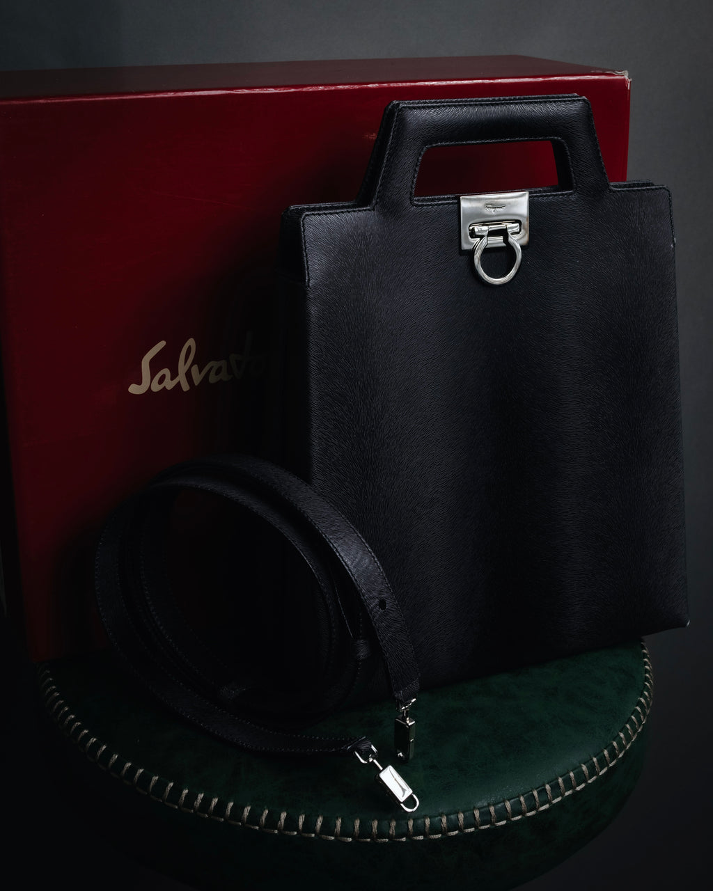 "Salvatore Ferragamo" 90’s structured gancini 2way top handle bag