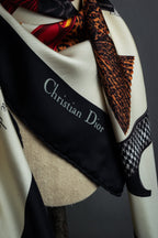 "Christian Dior" Parisian accessory motif silk scarf