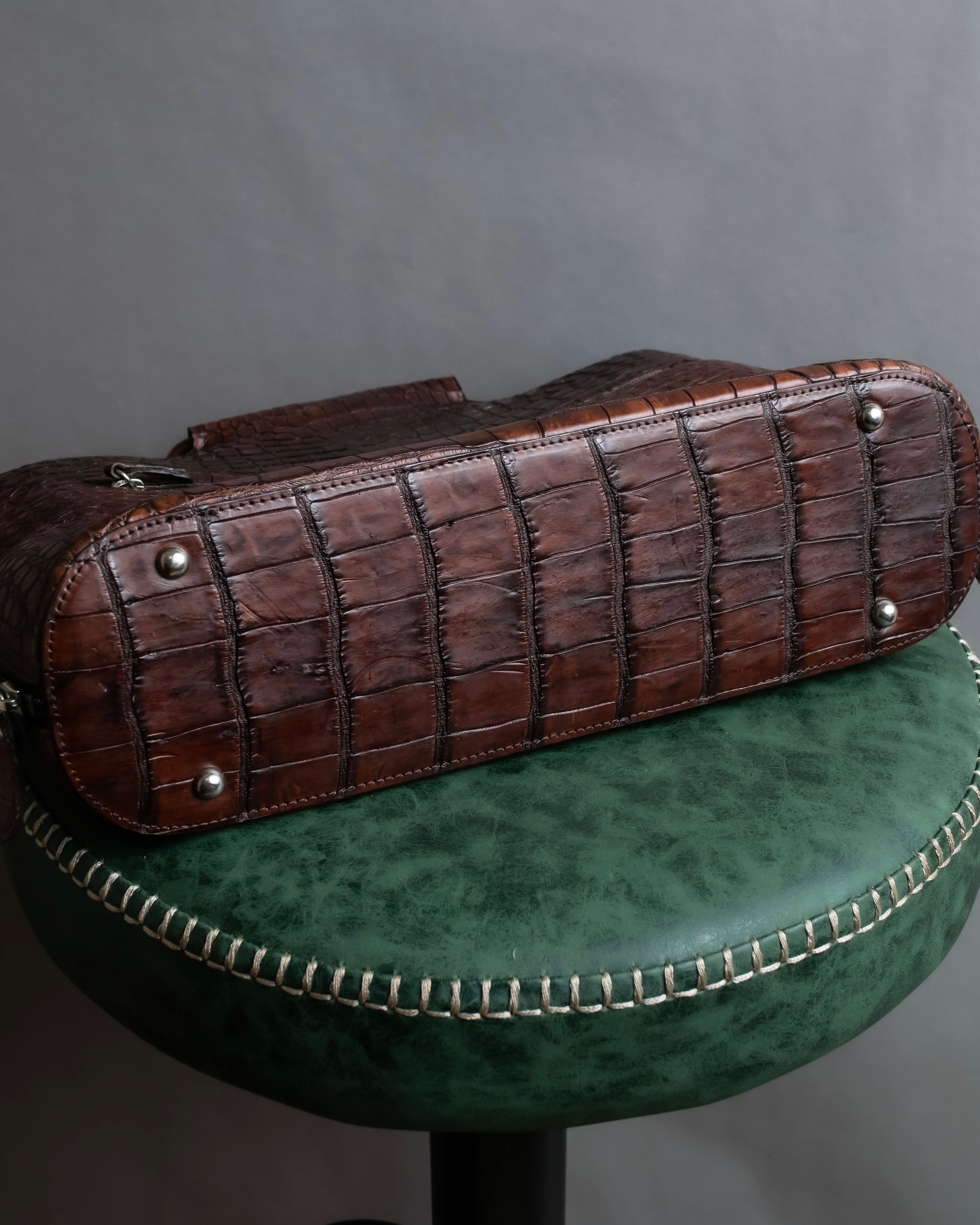 "Furdi" Crocodile embossed leather handbag