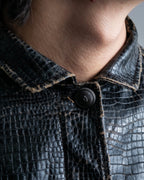 "CHANEL" Crocodile look synthetic leather jacket