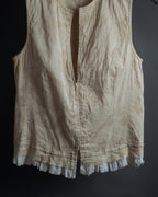"DRIES VAN NOTTEN" Botanical print wrinkled tiered ruffle design vest