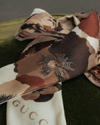 "GUCCI" 00's-10's Floral and striped silk neck bow scarf