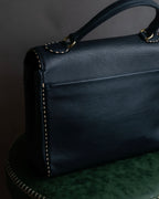 "Valentino Garavani" Saddle stitch design grain leather hand bag