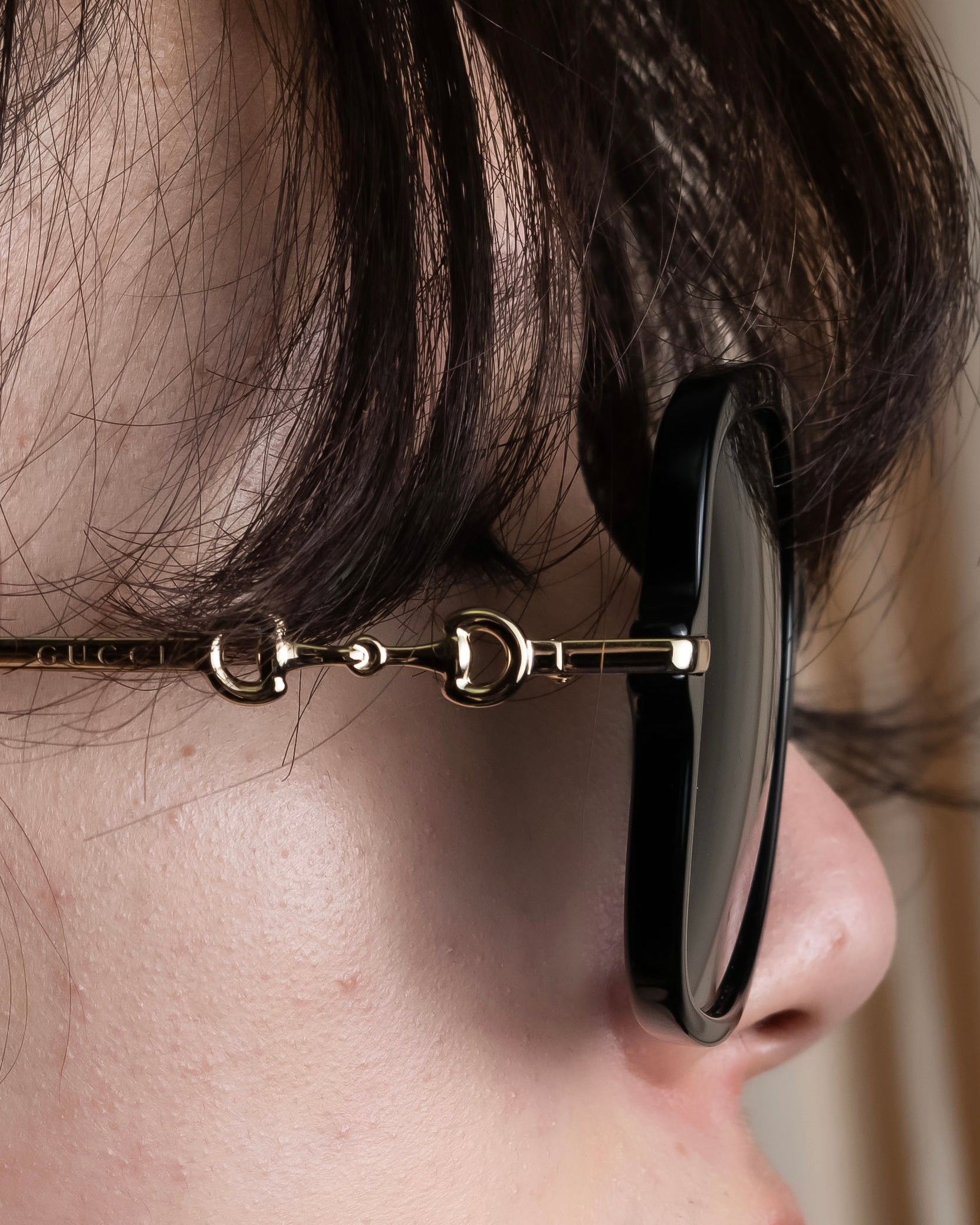 "GUCCI" Horsebit motif temple design big square frame sunglasses