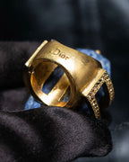 "Christian Dior" Sodalite Stone Gold Accent Ring