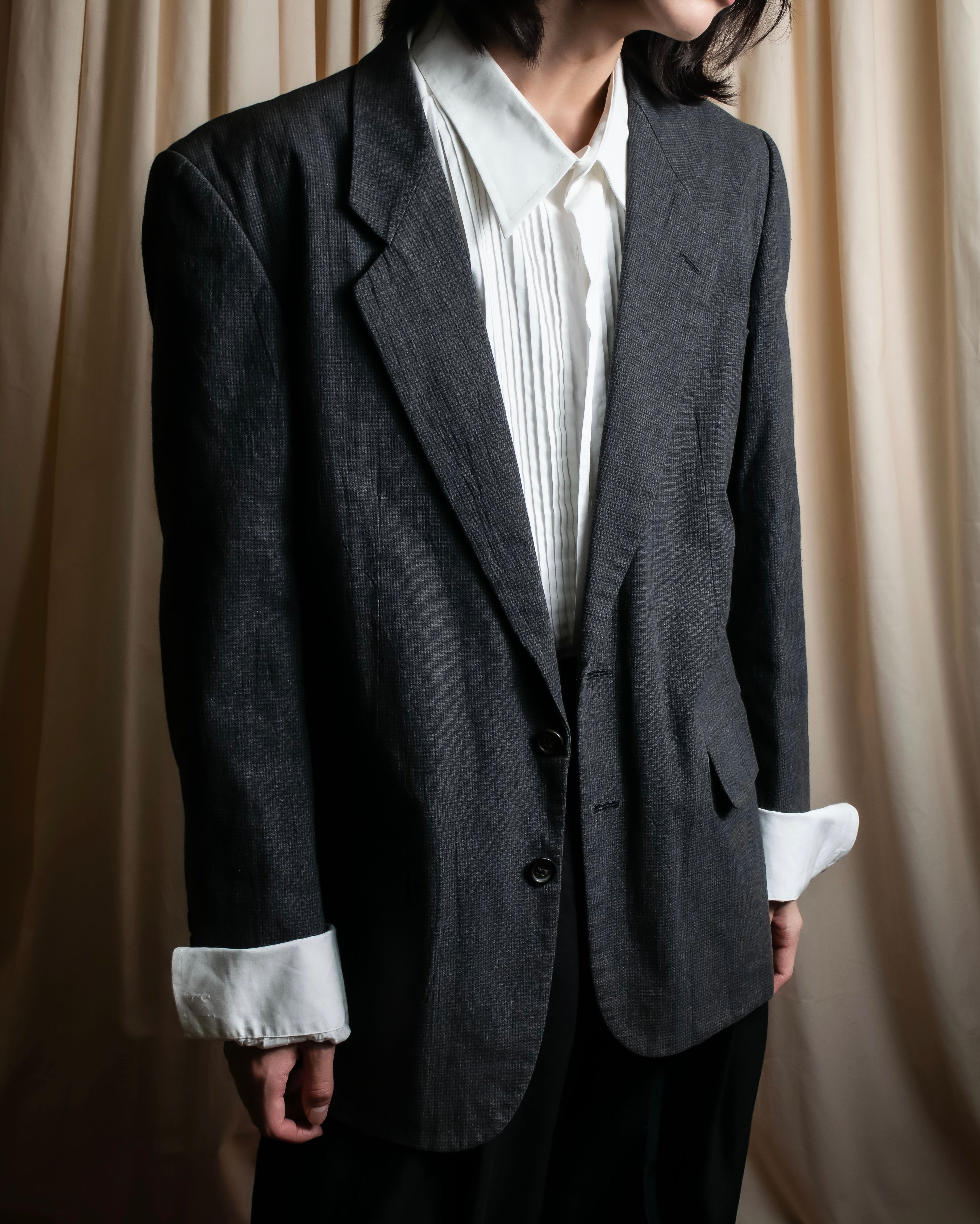 "COMME des GARCONS HOMME" 03SS fine all-over pattern cotton tailored jacket