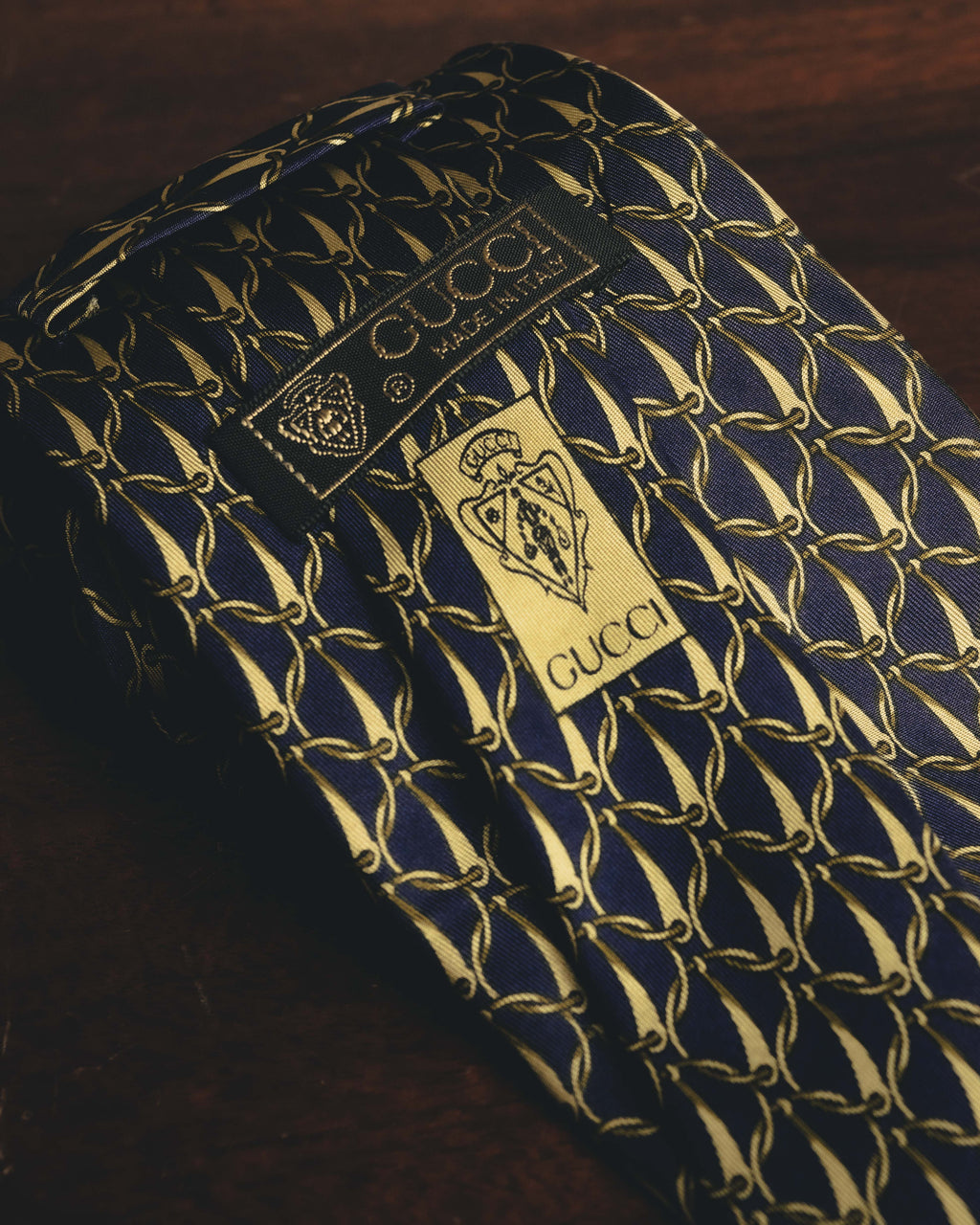 "GUCCI" 80's Nautical patterned silk necktie