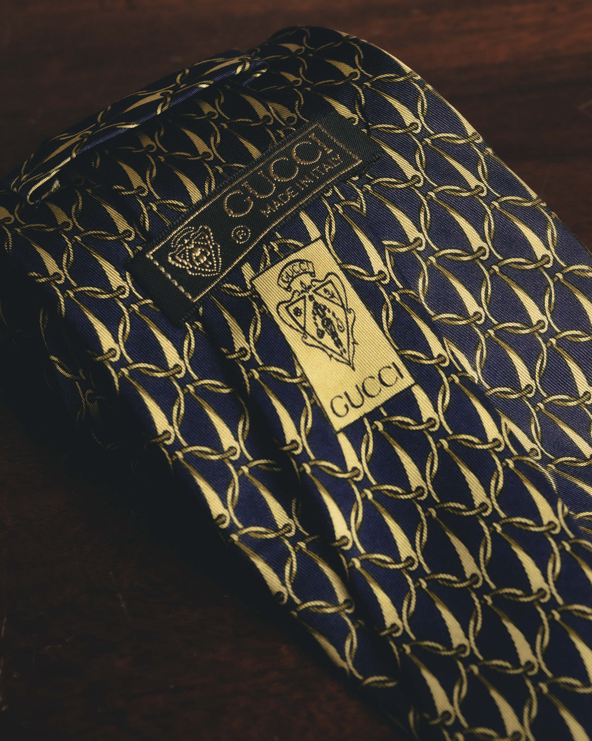 "GUCCI" 80's Nautical patterned silk necktie