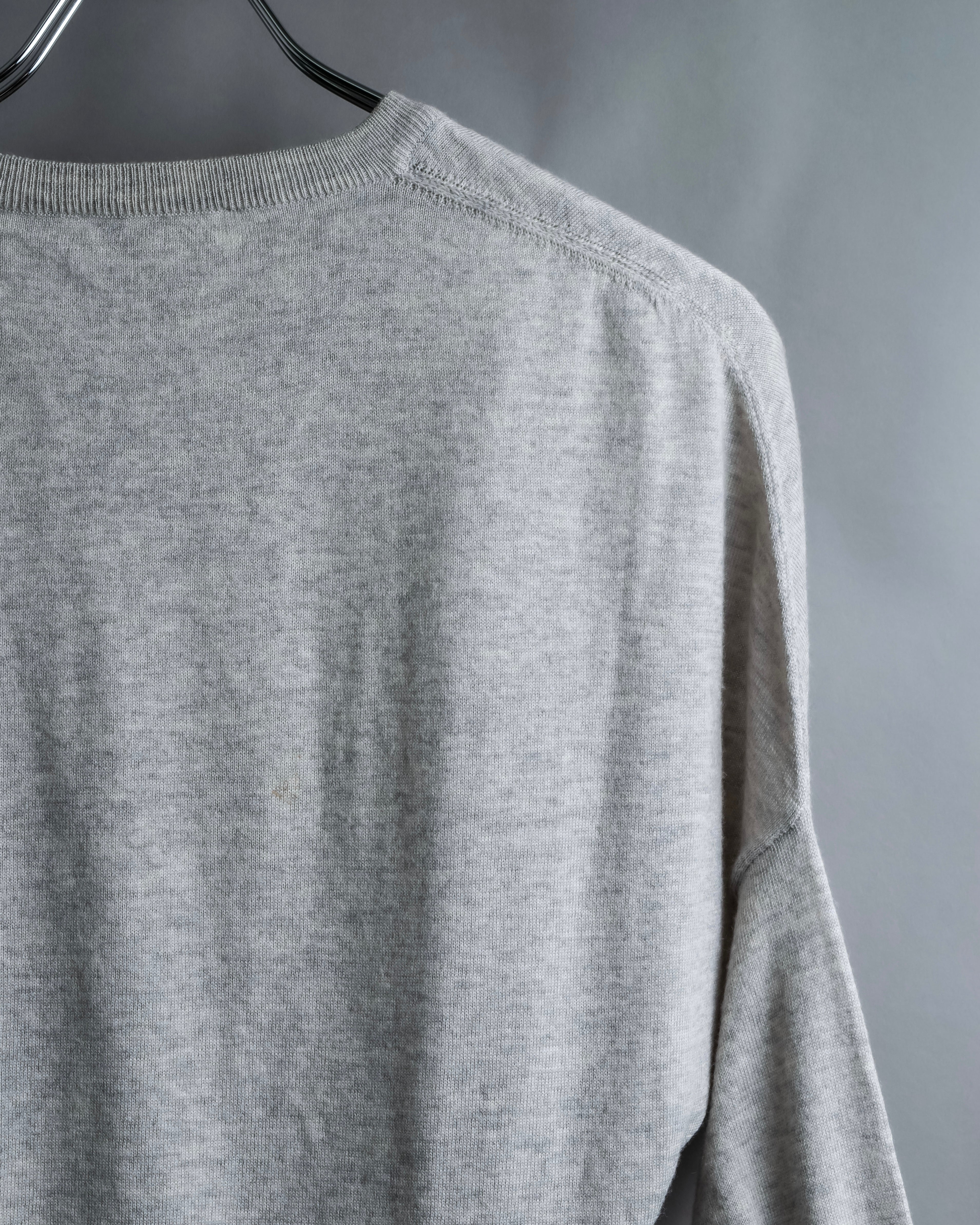 "JIL SANDER" Solid texture V neck mixed knit