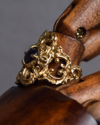 "CHANEL" 90's Baroque carving design gold ring