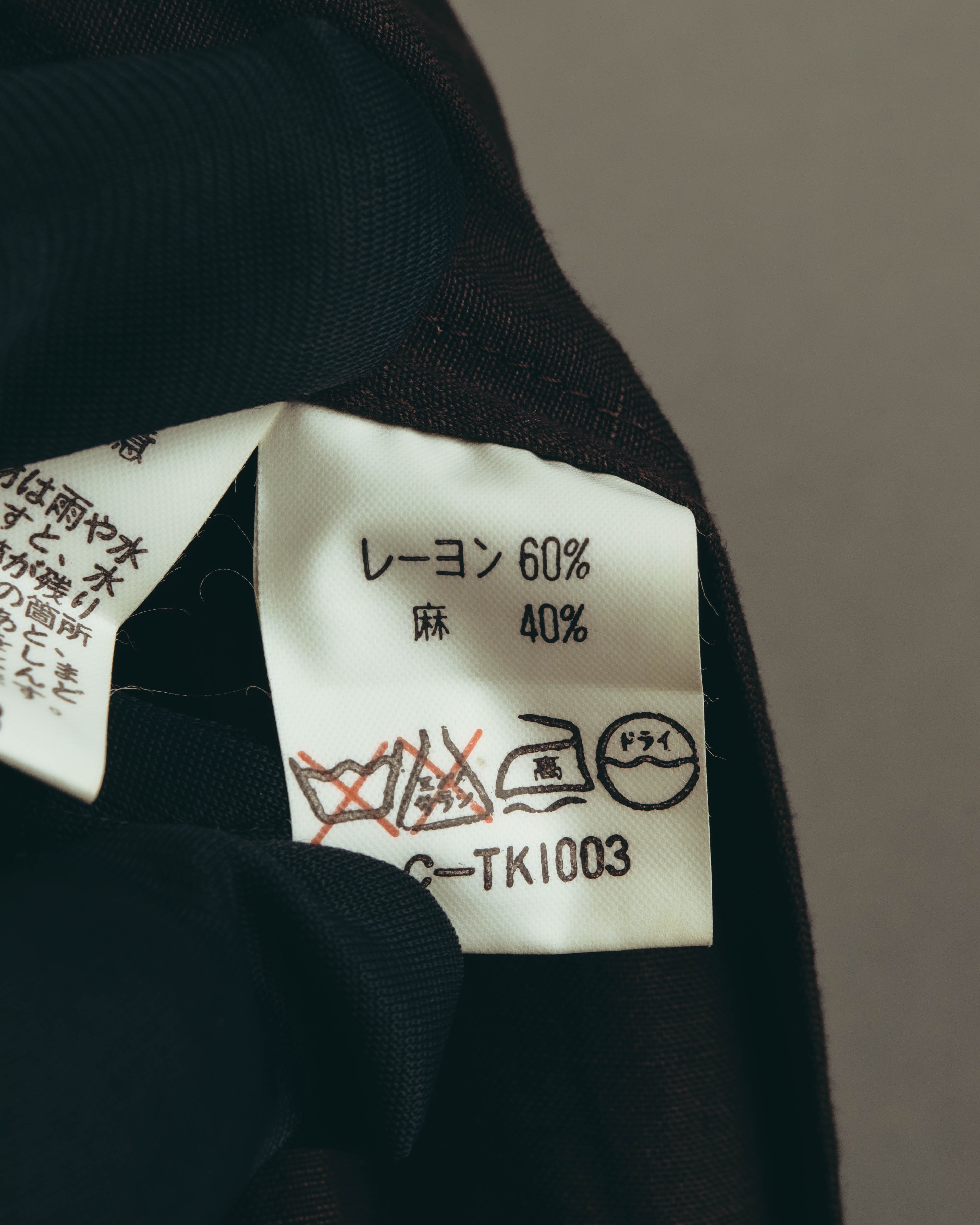 -SPECIAL- “DRIES VAN NOTEN” 90’s–00’s Rayon linen tailored long jacket and shorts set up