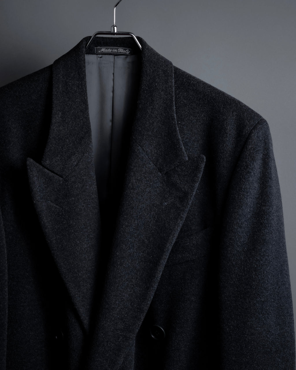 "GIORGIO ARMANI" Double-breasted charcoal gray super maxi chester coat
