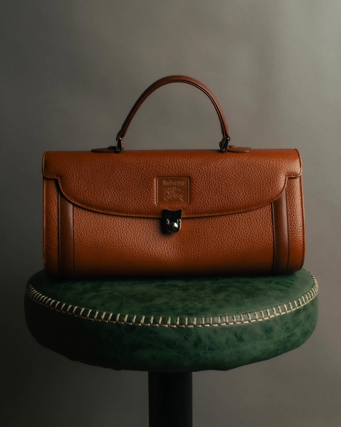 "Burberrys" 80's-90's Classic grained leather top handle handbag