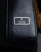 "GUCCI" Combination design hair calf leather bag