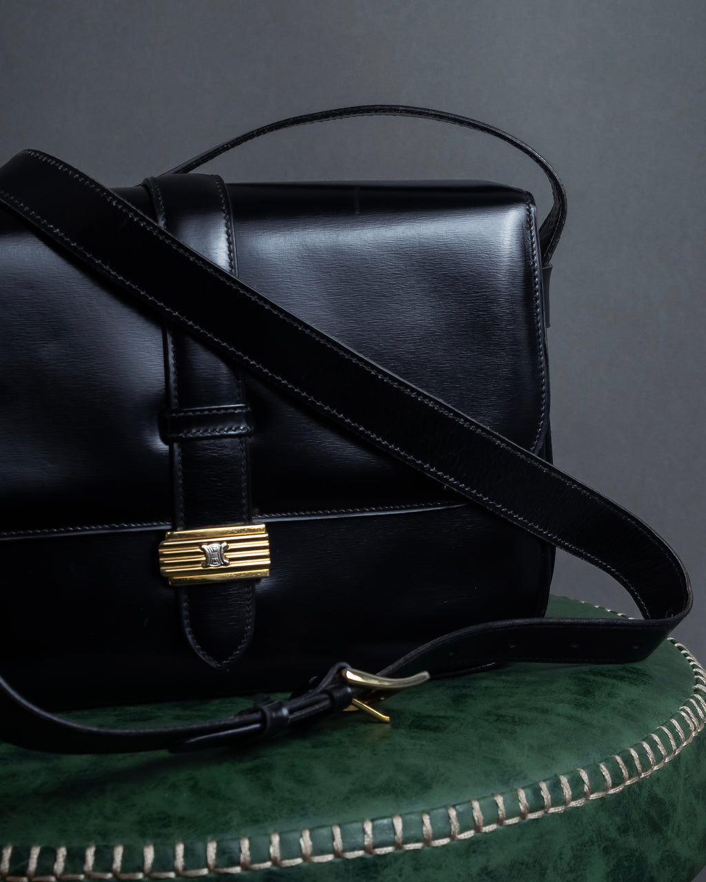 "CELINE" Classic flap design leather shoulder bag