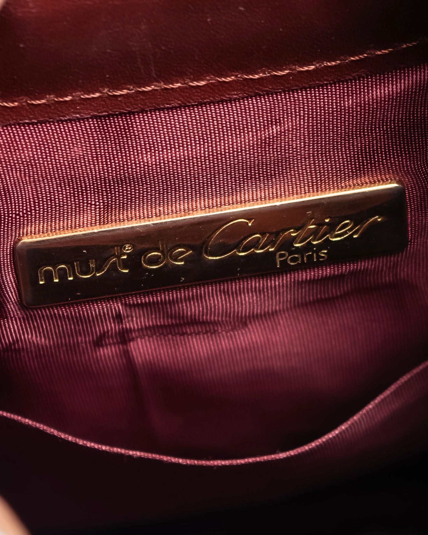 "Cartier" Drawstring design bordeaux color shoulder bag