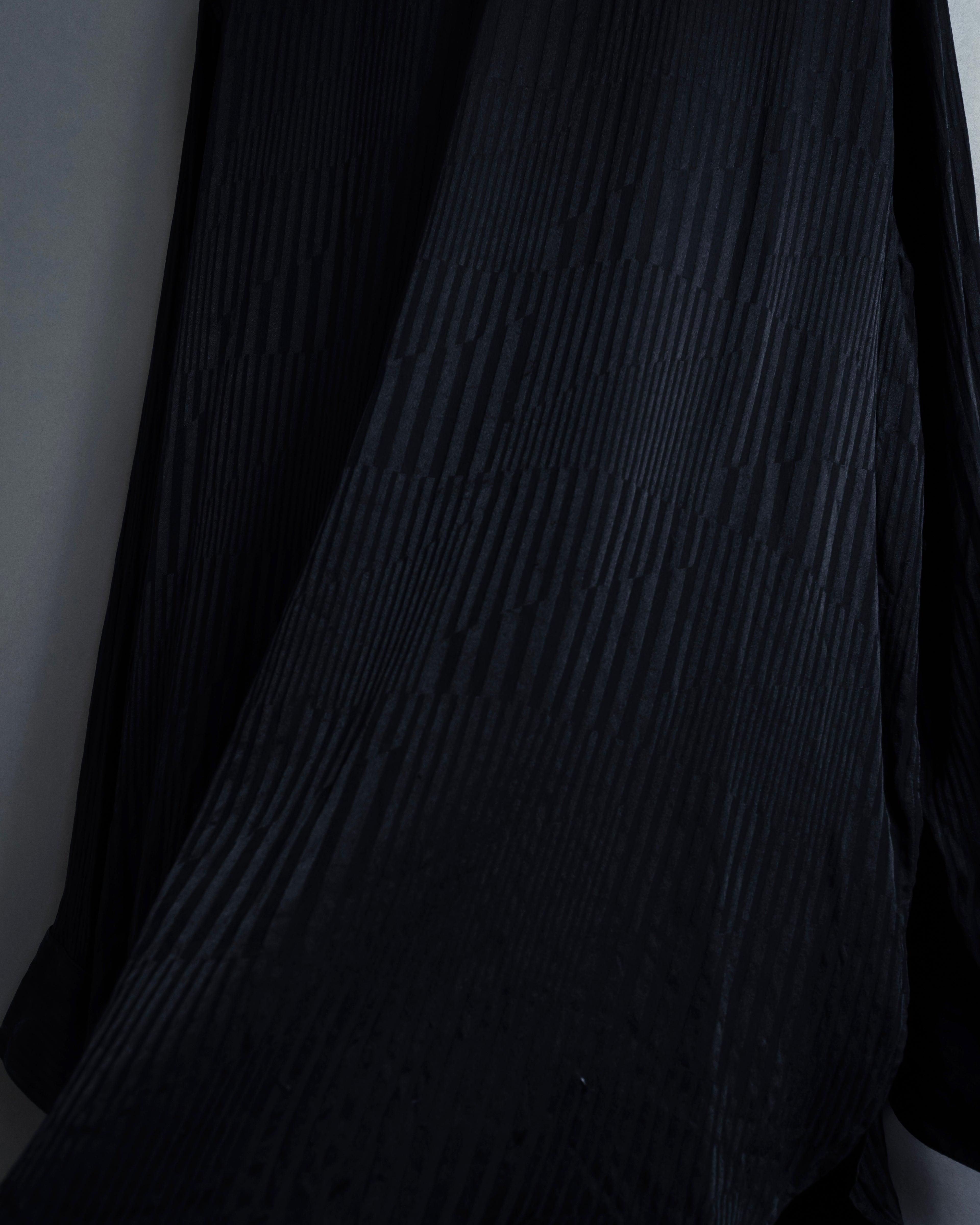 "Saint Laurent Paris" Jacquard pattern silk black shirt