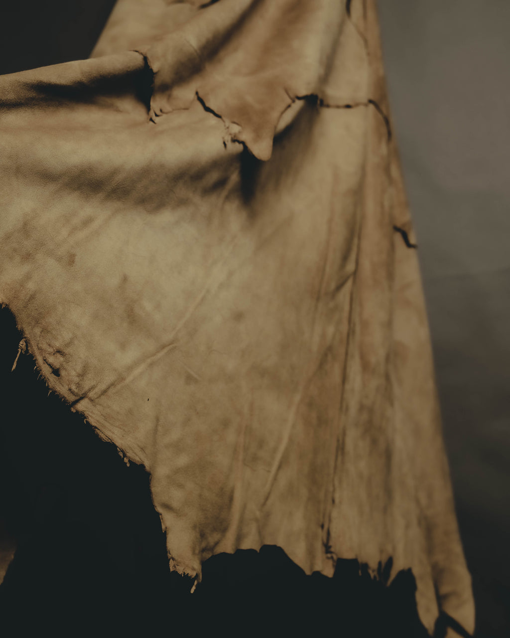“DOLCE&GABBANA” 1999-2003 Distressed suede patchwork maxi skirt