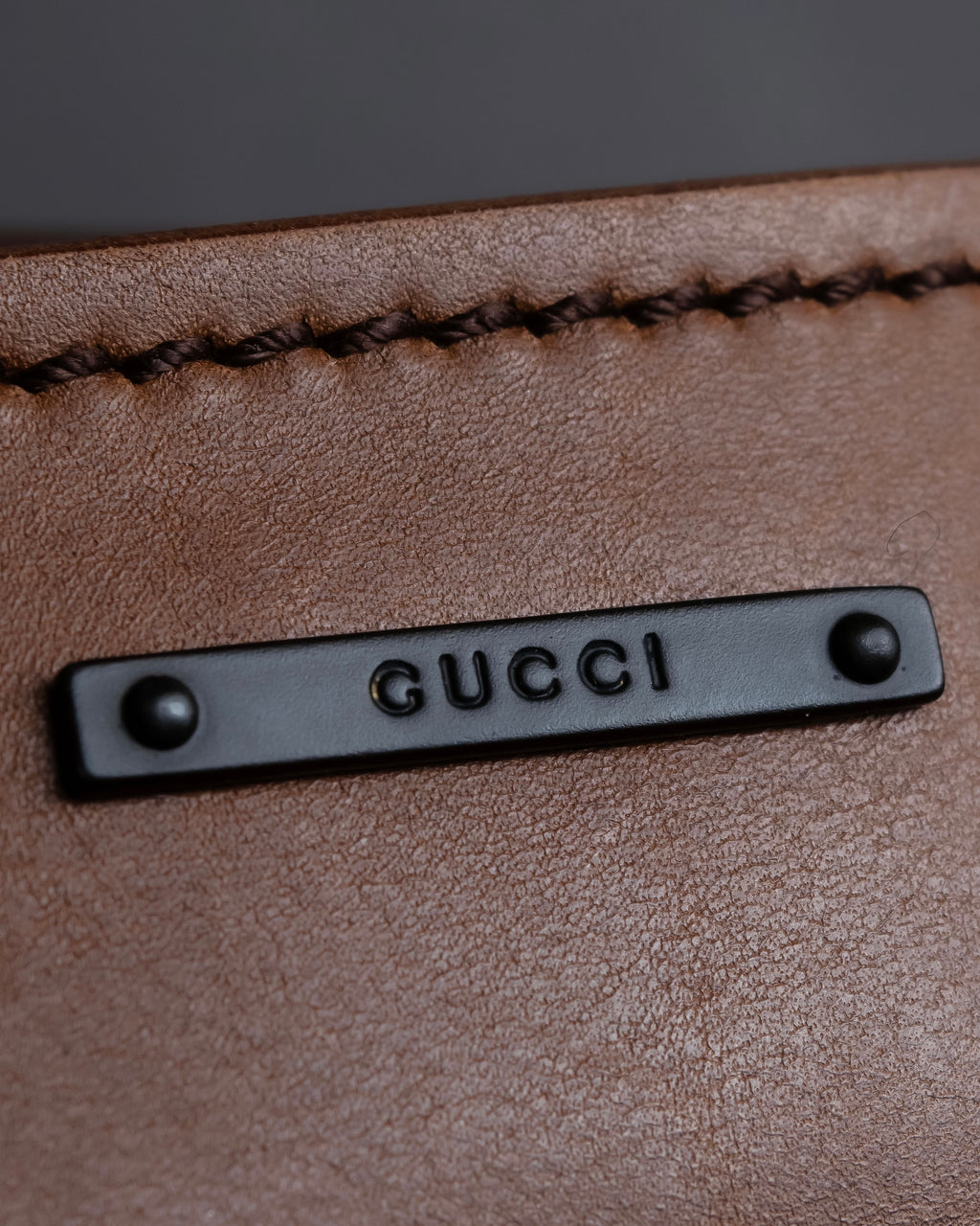 "GUCCI" Horizontally shaped cord-wrapped handle leather bag