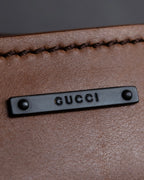 "GUCCI" Horizontally shaped cord-wrapped handle leather bag