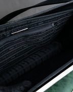 "BALENCIAGA" Horizontal metallic plate design leather shoulder bag